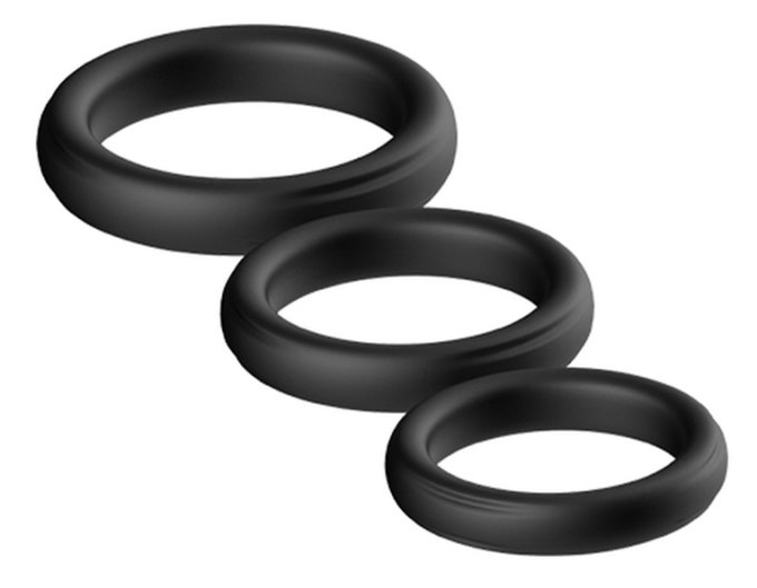 Lot de 3 cockring Silicone Set Ring Noirs