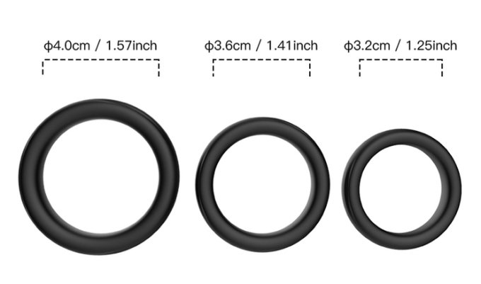 Lot de 3 cockring Silicone Set Ring Noirs