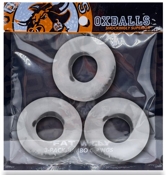 Lot de 3 cockrings Fat Willy Transparents