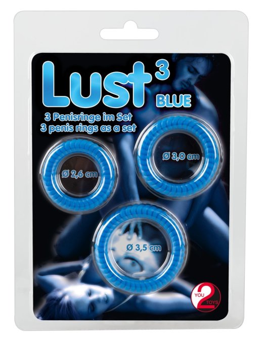 Lot de 3 cockrings Lust Bleus