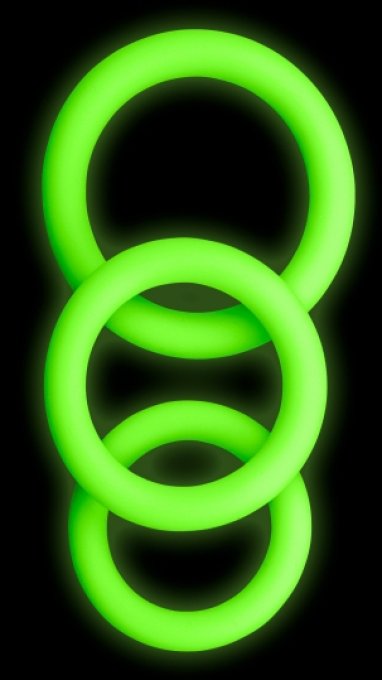 Lot de 3 cockrings phosphorescent Glow Annels 20-30mm