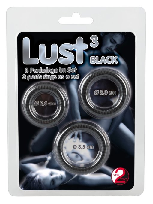 Lot de 3 cockrings silicone Lust Noirs