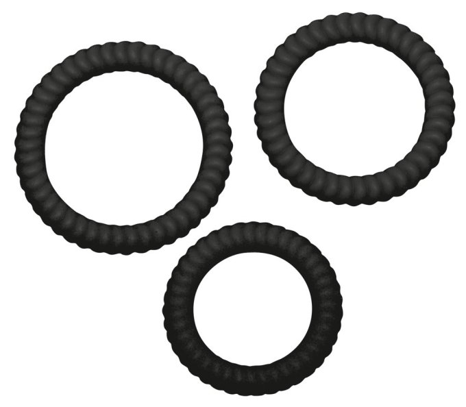 Lot de 3 cockrings silicone Lust Noirs