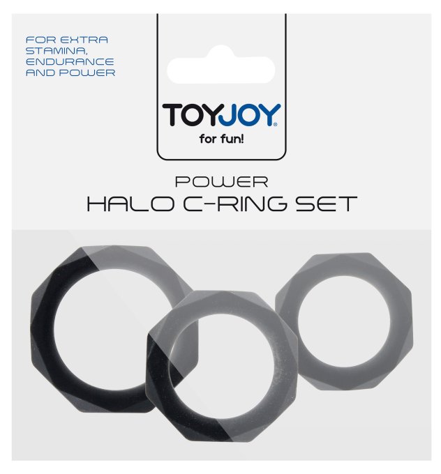 Lot de 3 cockrings Silicone Power Halo Noirs