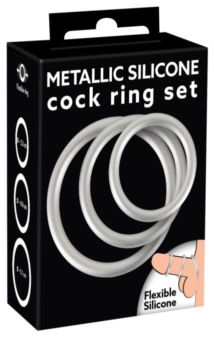 Lot de 3 cockrings Silicone Thin Ring Gris