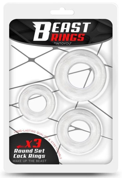 Lot de 3 cockrings souples Beast Rings Transparents