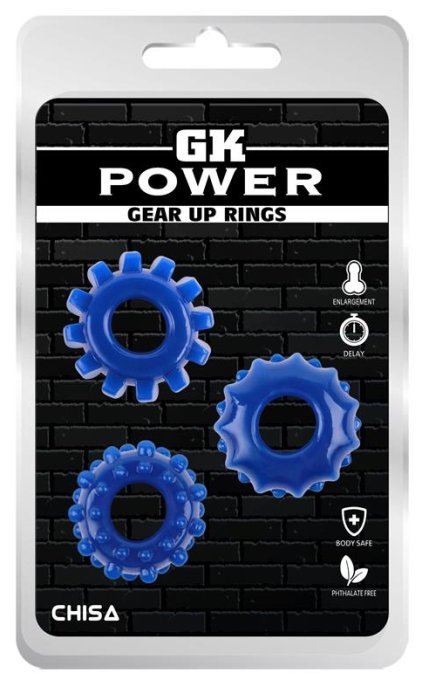 Lot de 3 Cockrings souples Gear Up Bleus