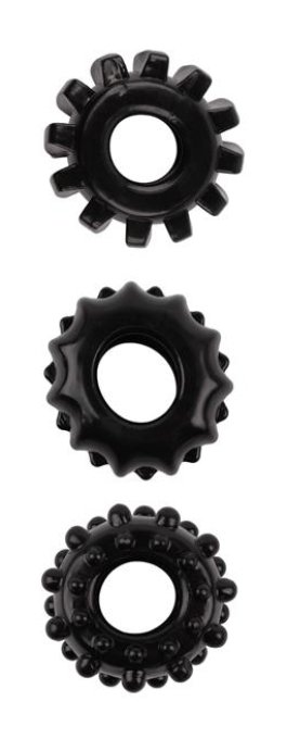 Lot de 3 Cockrings souples Gear Up Noirs