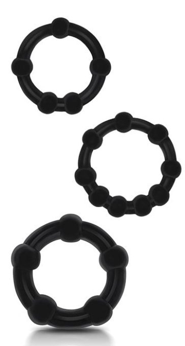 Lot de 3 mini cockrings souples Beaded Set Noirs