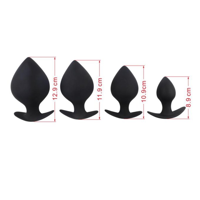 Lot de 4 Plugs Silicone Spade Noirs