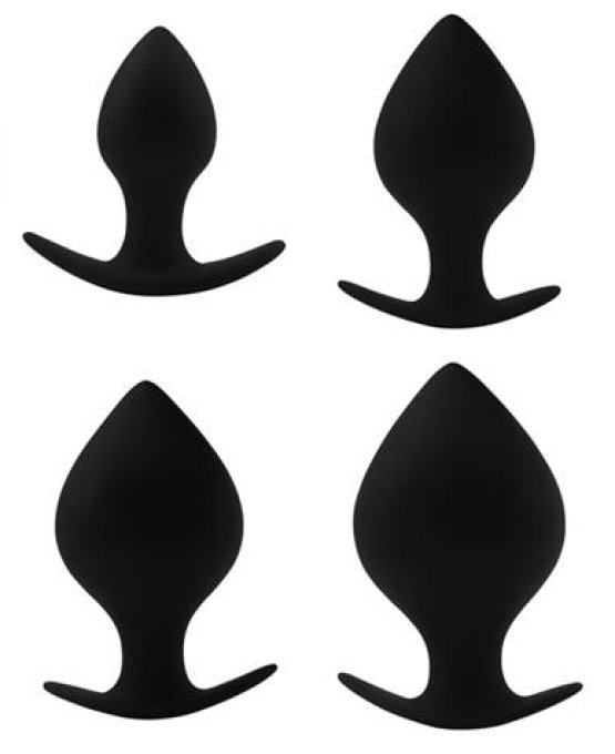 Lot de 4 Plugs Silicone Spade Noirs