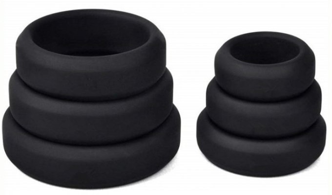 Lot de 6 cockrings Silicone Hyperion Noir