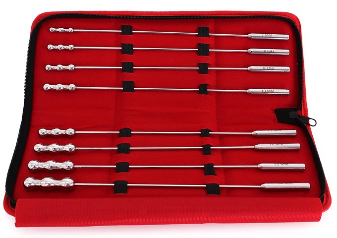 Lot de 8 tiges d'urètre Dilator Beads 28cm - Diamètre de 7 à 14mm