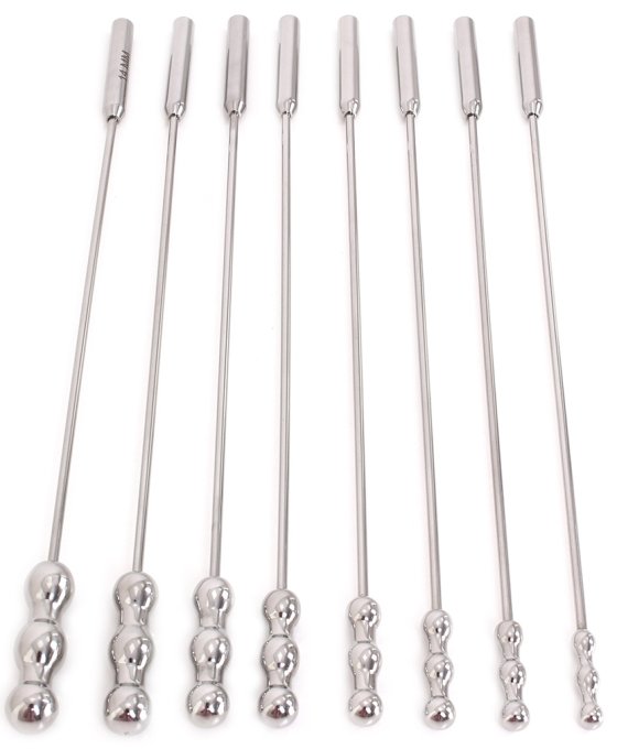 Lot de 8 tiges d'urètre Dilator Beads 28cm - Diamètre de 7 à 14mm