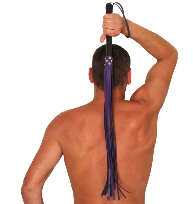 MARTINET BRINS EN CUIR VIOLET - 78cm - MANCHE EN BOIS