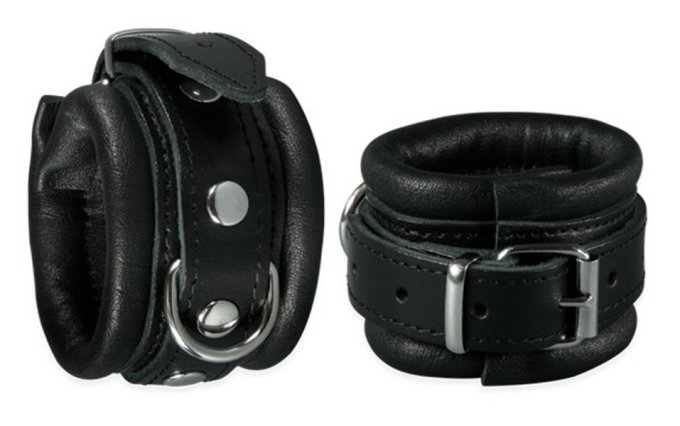 Menottes en cuir pour poignets 5cm Noir