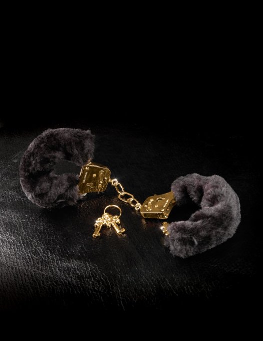 Menottes Gold Furry Noires