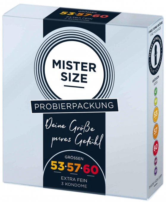 Préservatifs MISTER SIZE Échantillon 3 tailles 53, 57 et 60mm