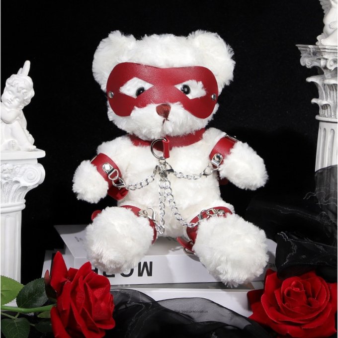 Ours Peluche Teddy Bear Bondage 31cm Blanc