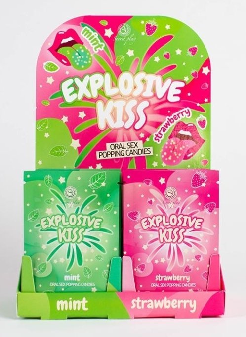 Pack de 48 bonbons Poudre pétillante Explosive Kiss Menthe et Fraise