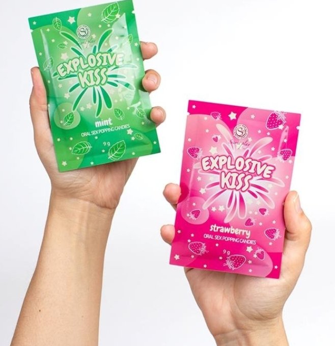 Pack de 48 bonbons Poudre pétillante Explosive Kiss Menthe et Fraise