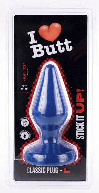 Plug Classic L I Love Butt 15 x 6.8 cm Bleu