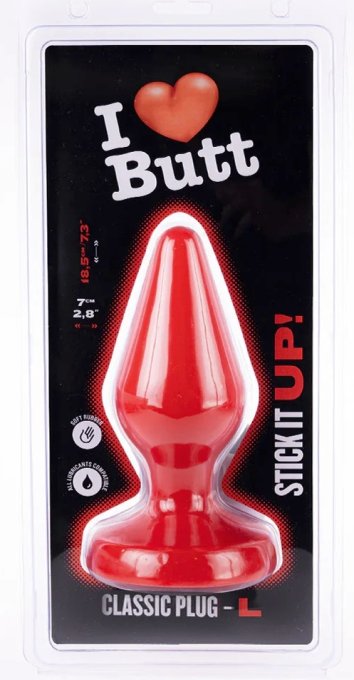 Plug Classic L I Love Butt 15 x 6.8 cm rouge