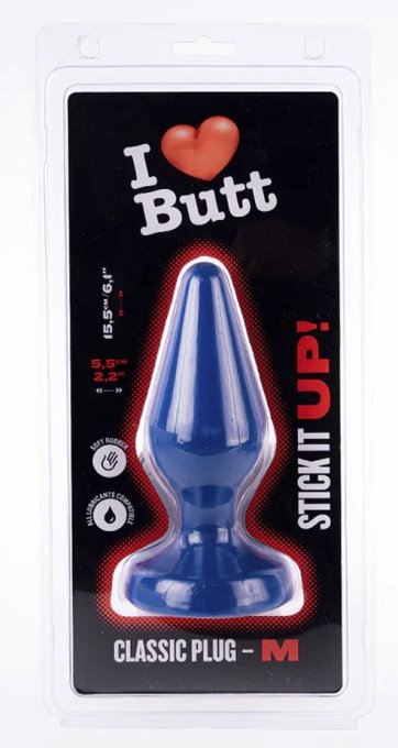 Plug Classic M I Love Butt 13 x 5.3 cm Bleu