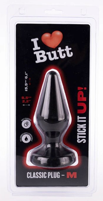 Plug Classic M I Love Butt 13 x 5.3 cm Noir