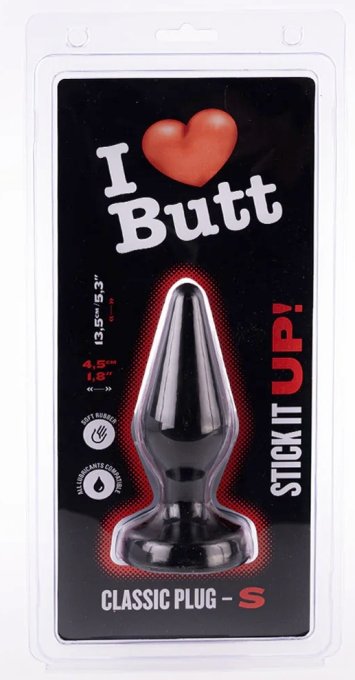 Plug Classic S I Love Butt 11 x 4.3 cm Noir