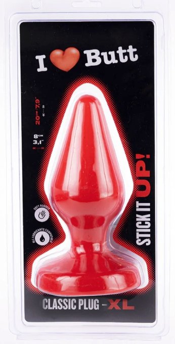 Plug Classic XL I Love Butt 17 x 7.5 cm Rouge