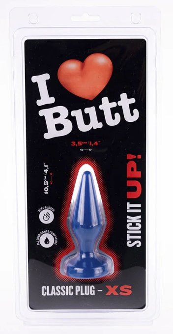 Plug Classic XS I Love Butt 9 x 3 cm Bleu