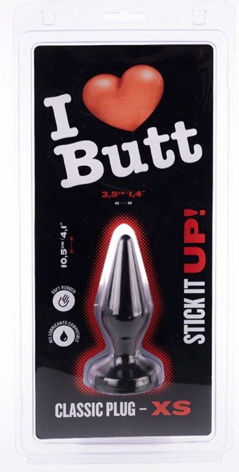 Plug Classic XS I Love Butt 9 x 3 cm Noir