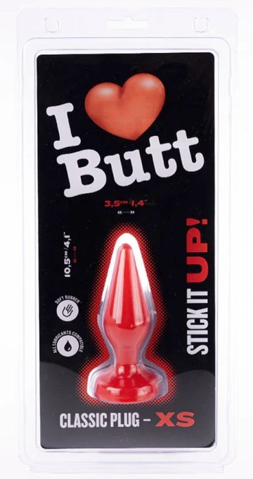 Plug Classic XS I Love Butt 9 x 3 cm Rouge