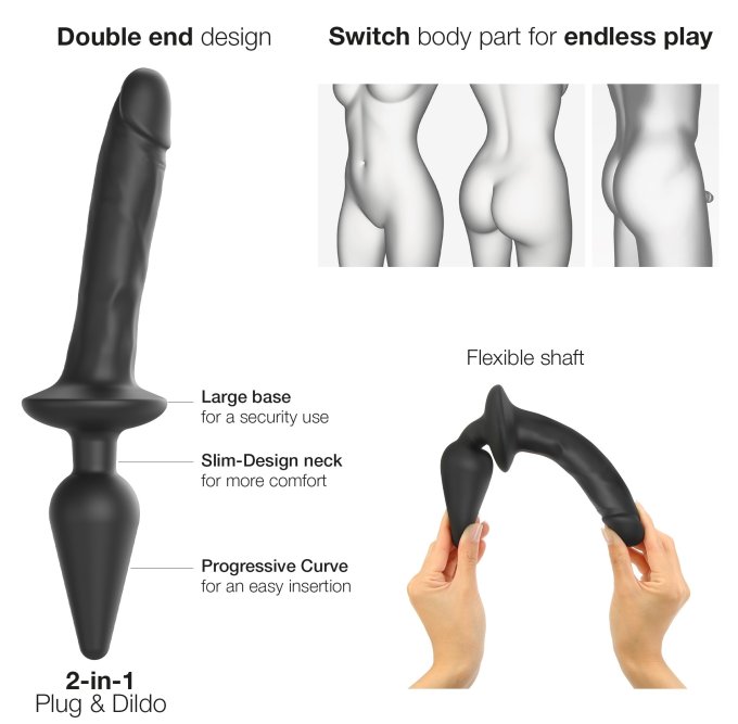 Plug Dildo Switch Realistic Strap-On-Me L 16 x 3.4cm Noir