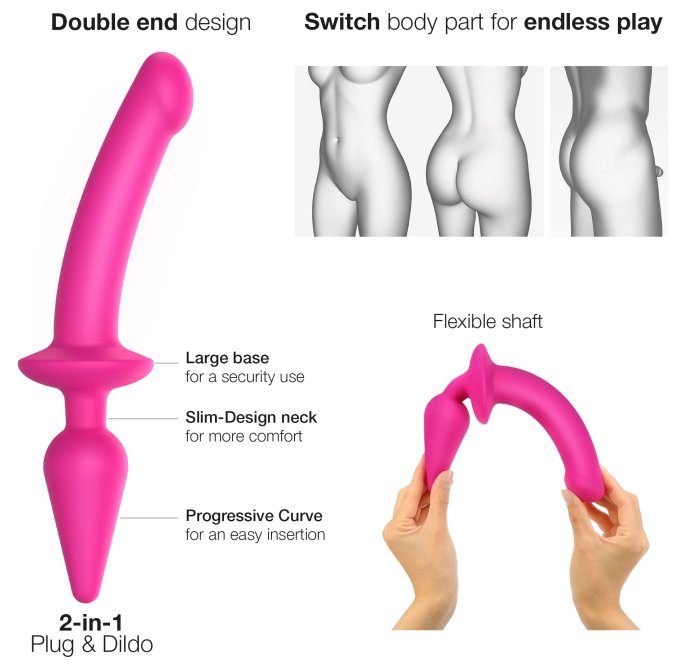 Plug Dildo SWITCH Strap-On-Me XXL 18 x 4cm Rose