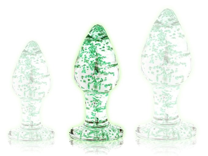 Plug en verre phosphorescent BUTT GLOW M 7 x 3.2cm