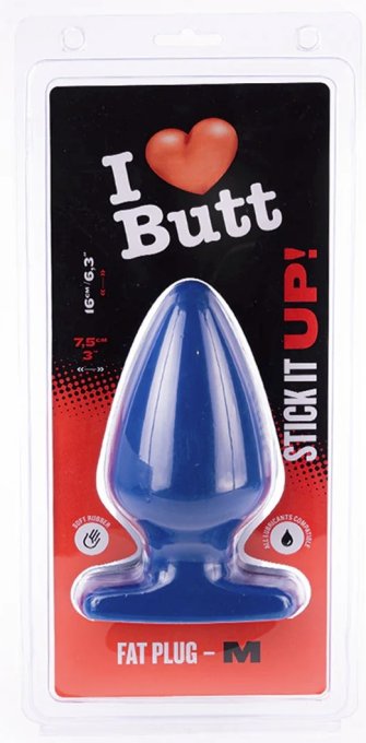 Plug Fat M I Love Butt 14 x 7.5 cm Bleu