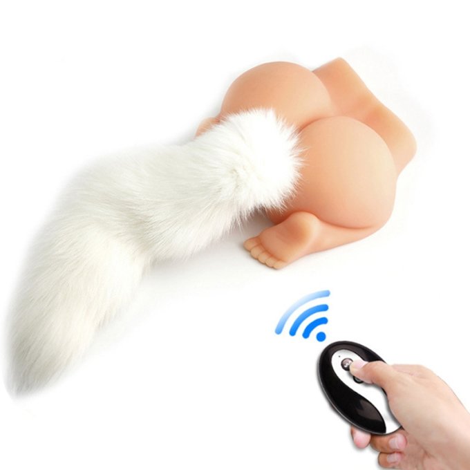 Plug Queue Vibrant Fox Tail Vibe 6.5 x 3.2cm - Queue 40cm Blanche