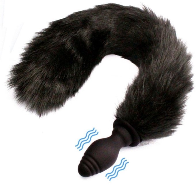 Plug Queue vibrant Fox Tail Vibe 6.5 x 3.2cm - Queue 40cm Noire