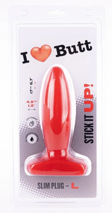 Plug Slim L I Love Butt 14 x 4.8 cm Rouge