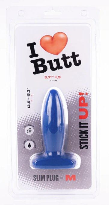 Plug Slim M I Love Butt 11 x 3.7 cm Bleu