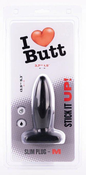 Plug Slim M I Love Butt 11 x 3.7 cm Noir