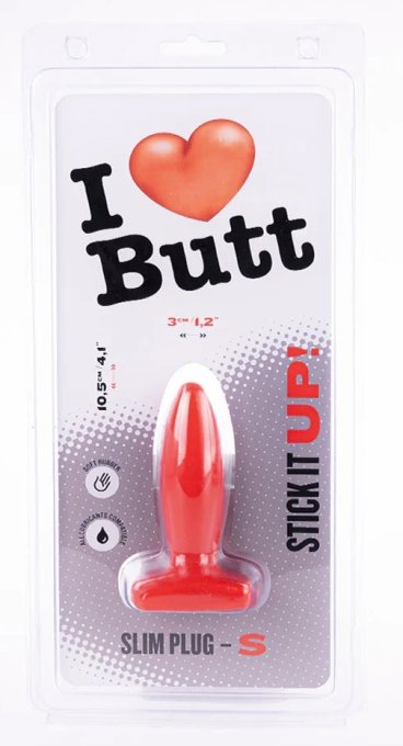 Plug Slim S I Love Butt 8.5 x 3 cm Rouge