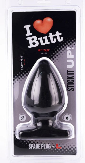 Plug Spade L I Love Butt 15 x 9 cm Noir