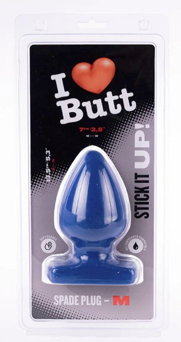 Plug Spade M I Love Butt 11 x 6.7 cm Bleu