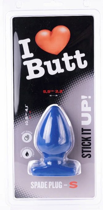 Plug Spade S I Love Butt 9 x 5.3 cm Bleu