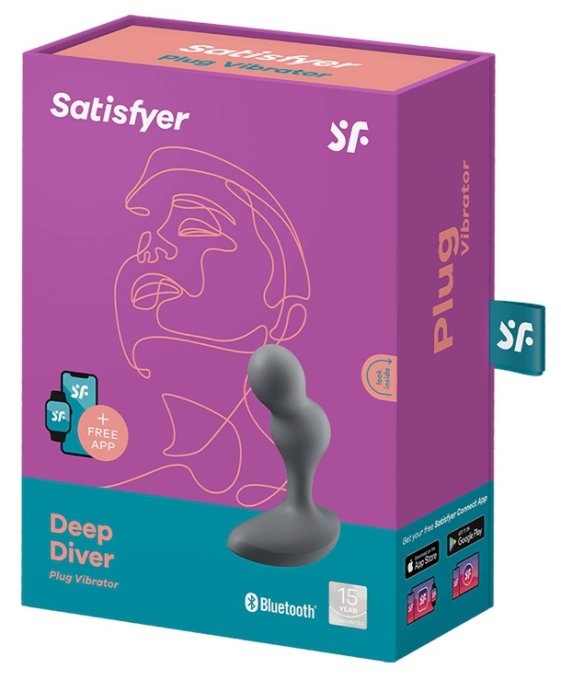 Plug vibrant connecté Deep Diver Satisfyer 8 x 3.3cm Noir