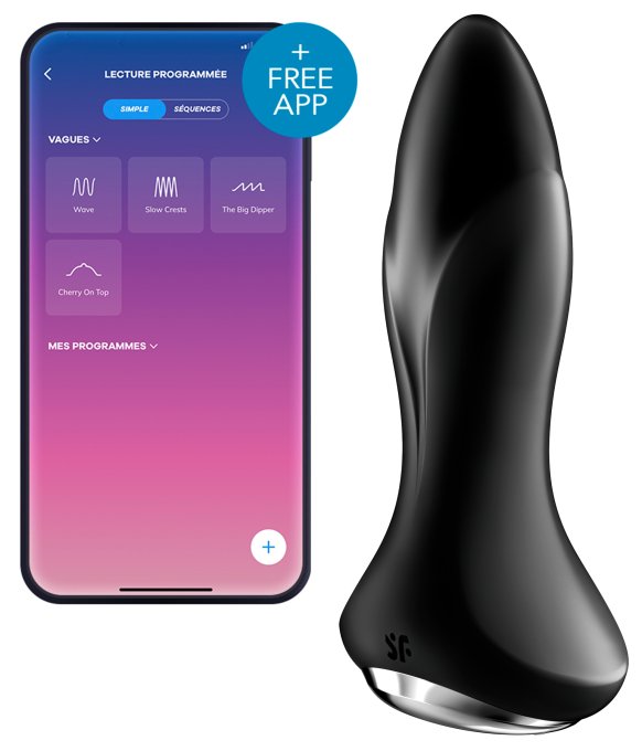 Plug vibrant connecté Rotator Plug Satisfyer 10 x 4cm Noir