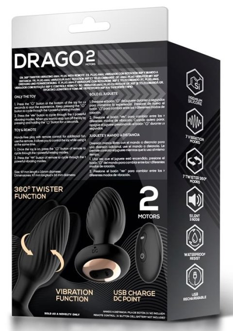 Plug vibrant et rotatif Drago 8 x 3.4cm